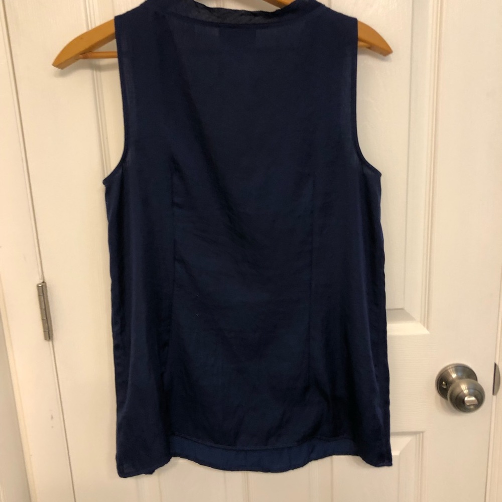 Loft Blue Ruffled Tank Top Size M - Picture 5 of 8